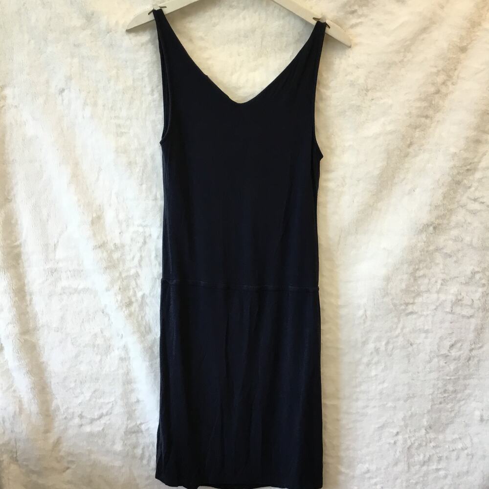 Banana Republic Navy Midi Tied V-Neck Dress - Picture 9 of 13
